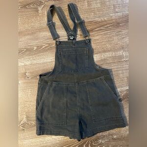 Aerie Dark Charcoal Gray Short Overalls